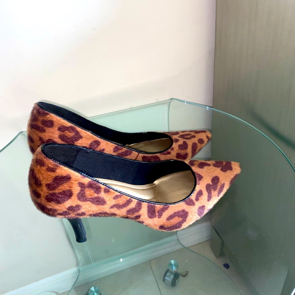 Cheetah faux fur heels